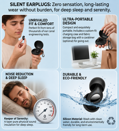"QuietNights™ – Ergonomic Silicone Ear Plugs 2.0 | 25 dB Noise Reduction | Professional-Grade Hearing Protection"