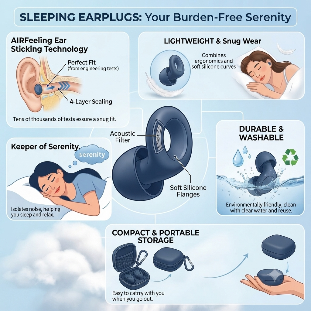 "QuietNights™ – Ergonomic Silicone Ear Plugs 2.0 | 25 dB Noise Reduction | Professional-Grade Hearing Protection"