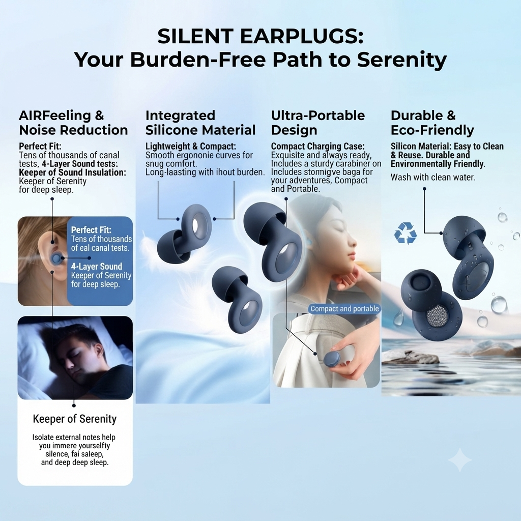 "QuietNights™ – Ergonomic Silicone Ear Plugs 2.0 | 25 dB Noise Reduction | Professional-Grade Hearing Protection"