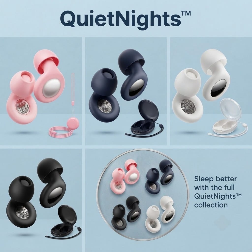 "QuietNights™ – Ergonomic Silicone Ear Plugs 2.0 | 25 dB Noise Reduction | Professional-Grade Hearing Protection"